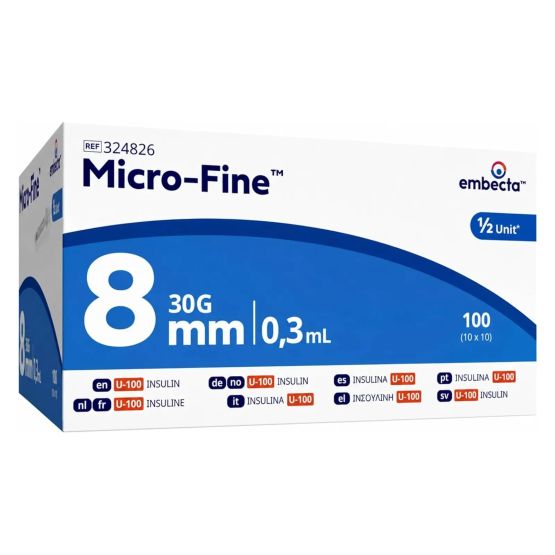 BD Microfine (Now Embecta) Insulin Syringe &amp; Needles 0.3ml, 30g x 8mm