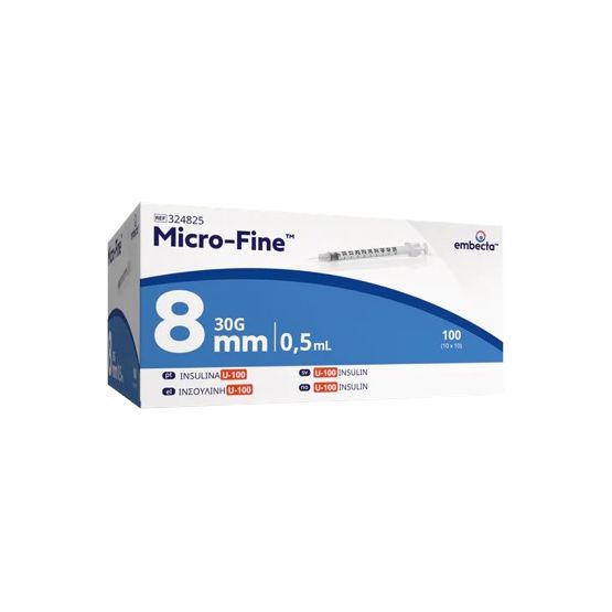 BD (Now Embecta) Microfine Insulin Syringe &amp; Needles 0.5ml, 30g x 8mm
