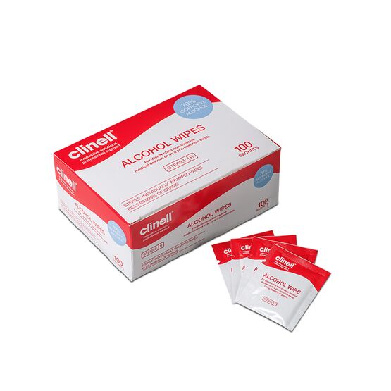 Clinell Alcohol Wipe (CE Marked) - Box of 100 Sachets