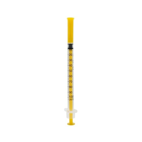Acufine 30g x 1/2″ (0.33mm x 12mm) Ultra Low Dead Space U-100 Fixed Needle &amp; Syringe Yellow