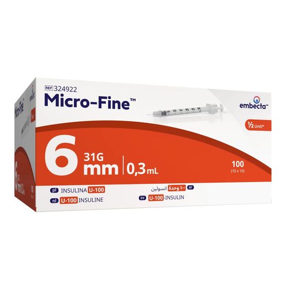 BD Micro-fine 0.3ml, 6mm Insulin Syringe 31g